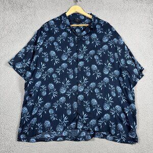 Level Ten Shirt Men Size XL Blue Hawaiian Pineapple All Over Aloha Lounge Camp